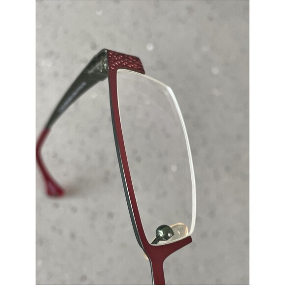 SMART CLIP Eyeglasses Frames ONLY 300 47-19-140 Burgundy/Lime Half Rim red - Picture 12 of 13